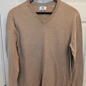 Men's Tan V-Neck Sweater